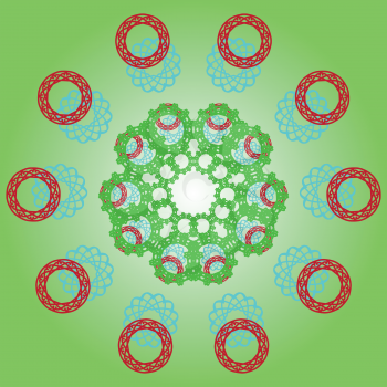 Pattern with abstract ornament on green background
