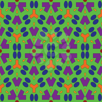 Seamless pattern with abstract geometric forms on green background