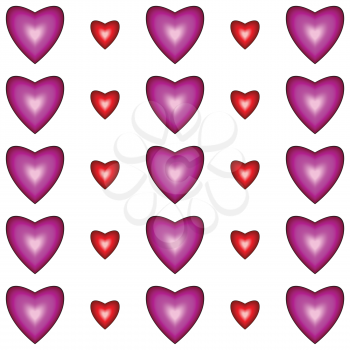 Seamless pattern with hearts on white background