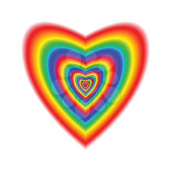 Big heart in rainbow colors on white background