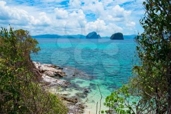 Scenic view of sea bay and rock islands, Palawan, Philippines