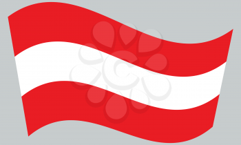 Flag of Austria waving on gray background