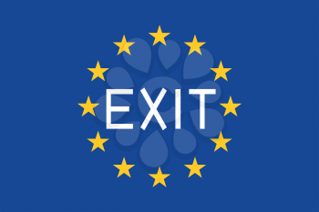 Flag of Europe with the word Exit