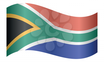 Flag of South Africa waving on white background