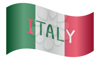 Italian flag waving with word Italy on white background
