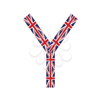 Letter Y made from United Kingdom flags on white background