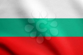 Flag of Bulgaria waving in the wind with detailed fabric texture. Bulgarian national flag.