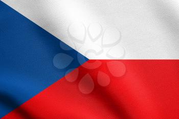 Flag of Czech Republic waving in the wind with detailed fabric texture. Czech national flag.