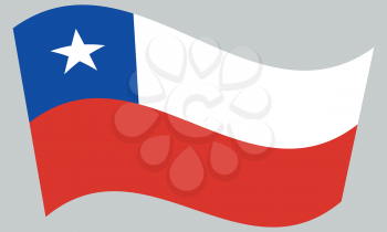 Flag of Chile waving on gray background. Chilean national flag.