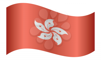 Flag of Hong Kong waving on white background. The Hong Kong is special administrative region of the Peoples Republic of China.