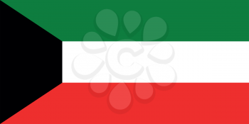 Flag of Kuwait in correct size, proportions and colors. Accurate dimensions. Kuwait national flag.