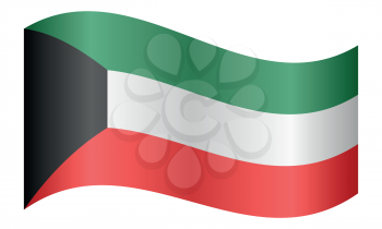 Flag of Kuwait waving on white background. Kuwait national flag.