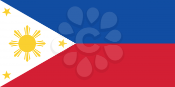 Flag of the Philippines in correct size, proportions and colors. Accurate dimensions. Philippine national flag.