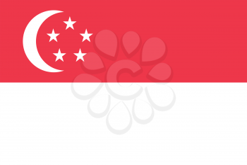 Flag of Singapore in correct size, proportions and colors. Accurate dimensions. Singapore national flag.