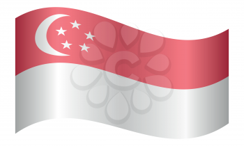 Flag of Singapore waving on white background. Singapore national flag.