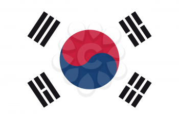 Flag of South Korea in correct size, proportions and colors. Accurate dimensions. South Korean national flag.