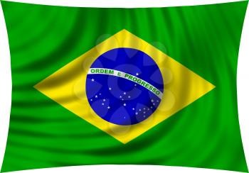 Flag of Brazil waving in wind isolated on white background. Brazilian national flag. Patriotic symbolic design. 3d rendered illustration