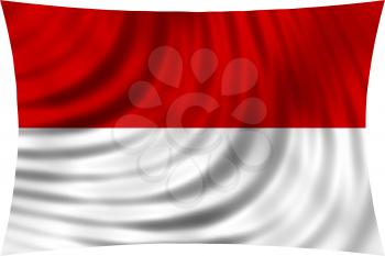 Flag of Indonesia, Monaco, Hesse waving in wind isolated on white background. Indonesian national flag. Patriotic symbolic design. 3d rendered illustration