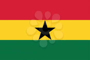 Flag of Ghana in correct size, proportions and colors. Accurate official standard dimensions. Ghanaian national flag. African patriotic symbol, banner, element, background. Vector illustration