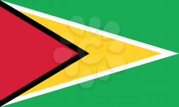 Flag of Guyana in correct size, proportions and colors. Accurate official standard dimensions. Guyanan national flag. Patriotic symbol, banner, element, background. Vector illustration