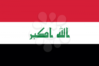 Flag of Iraq in correct size, proportions and colors. Accurate official standard dimensions. Iraqi national flag. Irak patriotic symbol, element, background. Iraki banner. Vector illustration