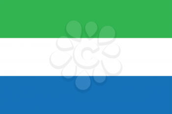 Flag of Sierra Leone correct size, proportions, colors. Accurate official standard dimensions. Sierra Leonean national flag. African patriotic symbol, banner, element, background. Vector illustration