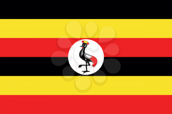 Flag of Uganda in correct size, proportions and colors. Accurate official standard dimensions. Ugandan national flag. African patriotic symbol, banner, element, background. Vector illustration