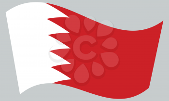 Bahraini national official flag. Patriotic symbol, banner, element, background. Correct colors. Flag of Bahrain waving on gray background, vector