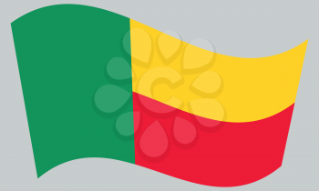 Beninese national official flag. Patriotic symbol, banner, element, background. Correct colors. Flag of Benin waving on gray background, vector
