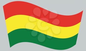 Bolivian national official flag. Patriotic symbol, banner, element, background. Correct colors. Flag of Bolivia waving on gray background, vector