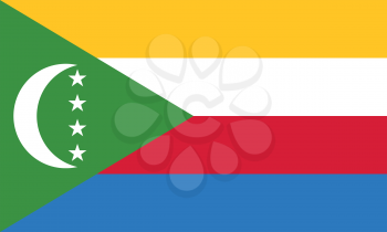 Comorian national official flag. African patriotic symbol, banner, element, background. Accurate dimensions. Flag of Comoros in correct size and colors, vector illustration