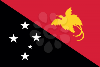 Papua New Guinean national official flag. Papuan patriotic symbol, banner, element, background. Accurate dimensions. Flag of Papua New Guinea in size and colors, vector illustration