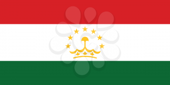 Tajikistani national official flag. Patriotic symbol, banner, element, background. Accurate dimensions. Flag of Tajikistan in correct size and colors, vector illustration