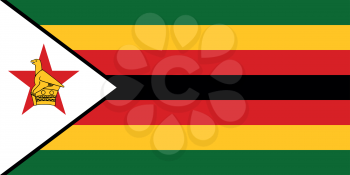 Zimbabwean national official flag. African patriotic symbol, banner, element, background. Accurate dimensions. Flag of Zimbabwe in correct size and colors, vector illustration