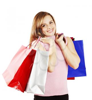 Happy woman and a lot of shopping bags