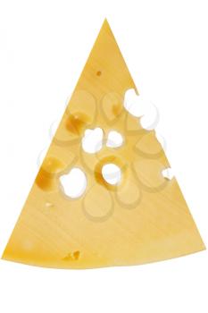 a piece of Swiss cheese isolated on a white