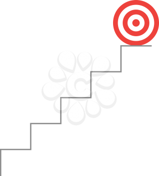 Vector red bullseye target on top of stairs.