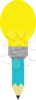 Vector turquoise pencil with yellow light bulb tip.