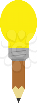 Vector brown pencil with yellow light bulb tip.