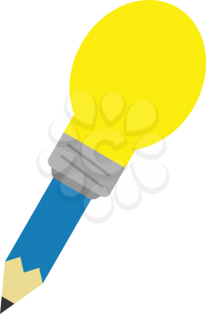 Vector blue pencil with yellow light bulb tip.