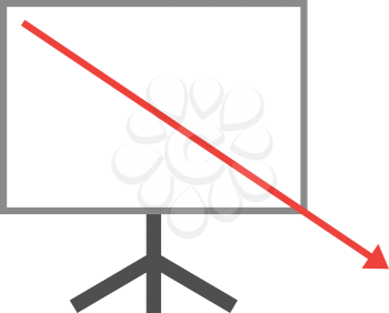 Vector white board with red arrow pointing way down.