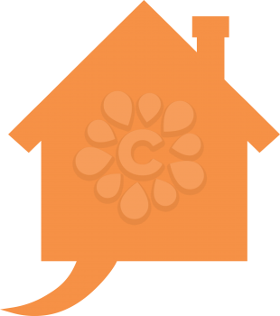 Vector orange house speech bubble.