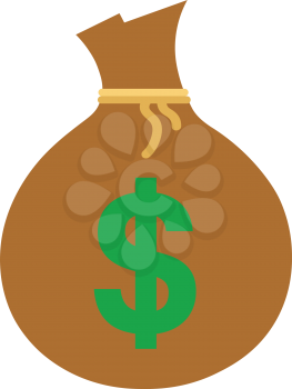Vector brown money sack with green dollar symbol.