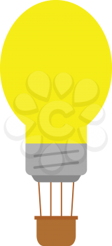 Vector yellow light bulb hot air balloon with brown basket.