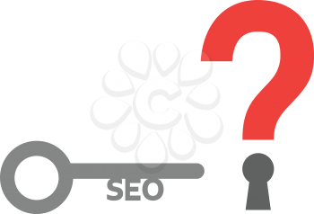 Vector red question mark  with seo key.