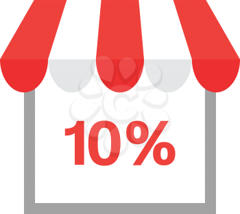 Vector shop or store icon with red 10 percent.