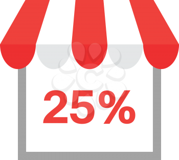 Vector shop or store icon with red 25 percent.
