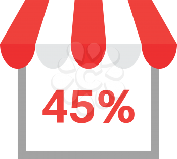 Vector shop or store icon with red 45 percent.