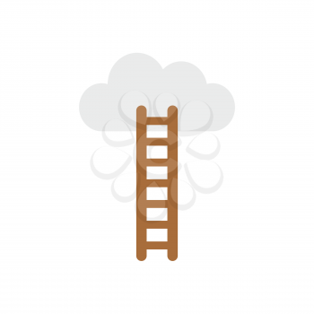 Vector illustration concept of climb to the grey cloud with brown ladder icon on white background with flat design style.