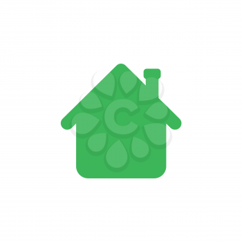 Vector illustration concept of green house icon showing upwards in an arrow shape on white background with flat design style.